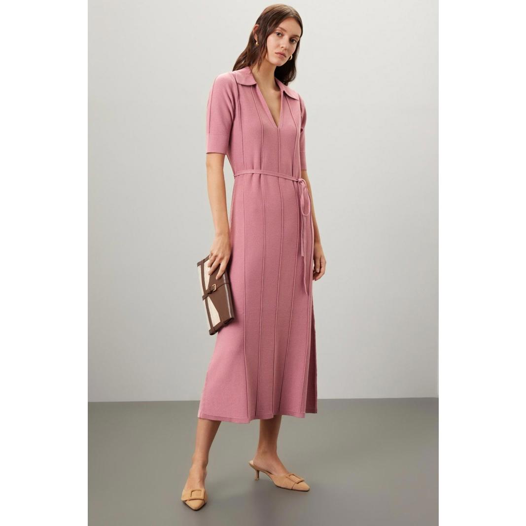 Adam Lippes X Rtr Pink Knit Collar Dress Size M